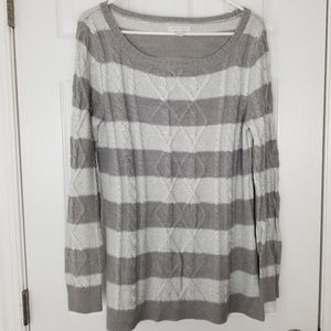 Cable Knit Sweater Sparkly Stripes NY & Company